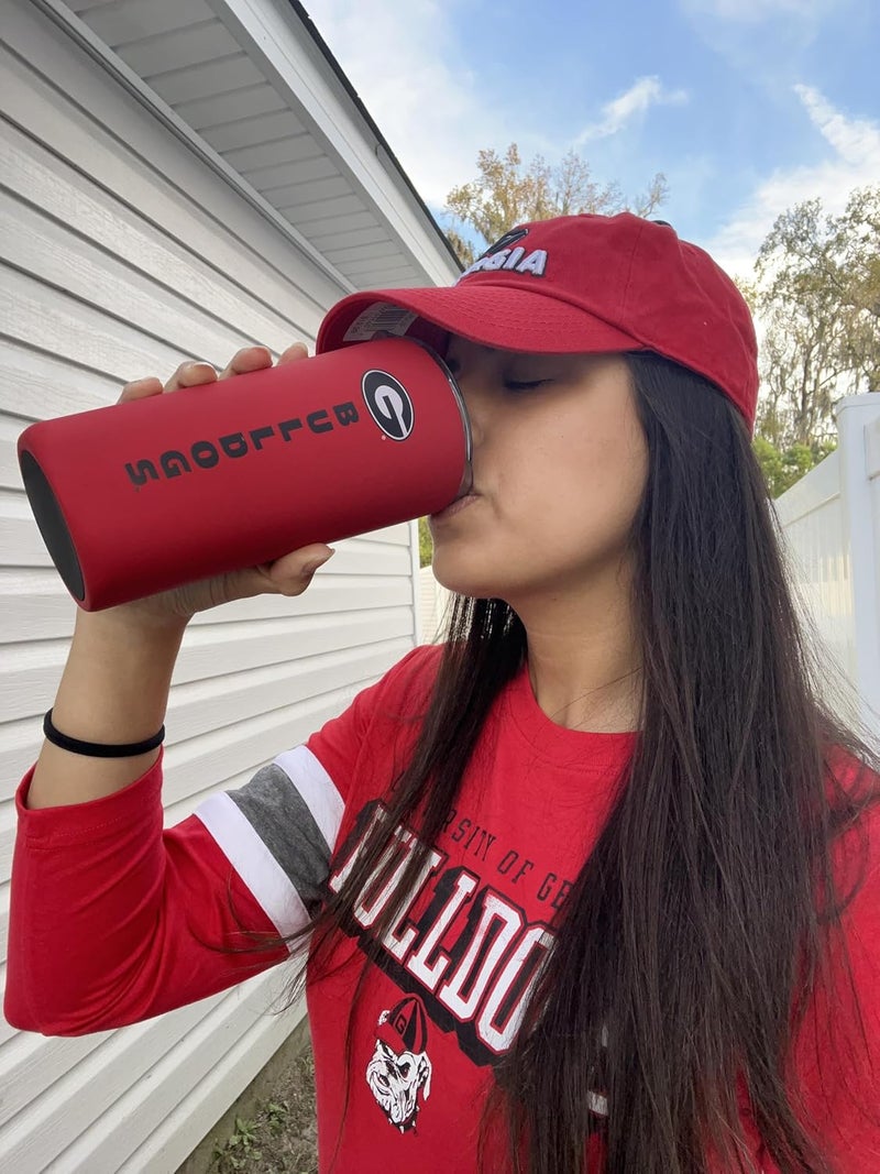 Decorvo Officially Licensed Collegiate Stainless Steel Tumbler - Double Walled Insulated Travel Tumbler with Slide Lid - 18 oz (Georgia - Red) - Image 5